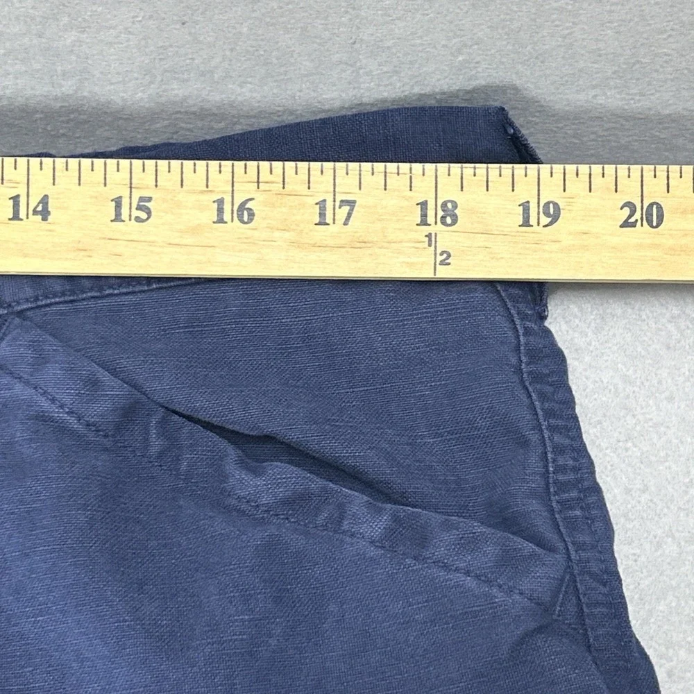 Vintage Polo Ralph Lauren Cargo Pants Men XL Blue Linen Blend Drawstring Relaxed